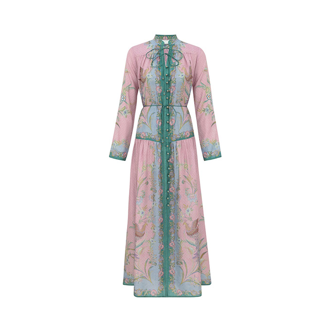 zimmermann summer swim indra long sleeve silk maxi dress